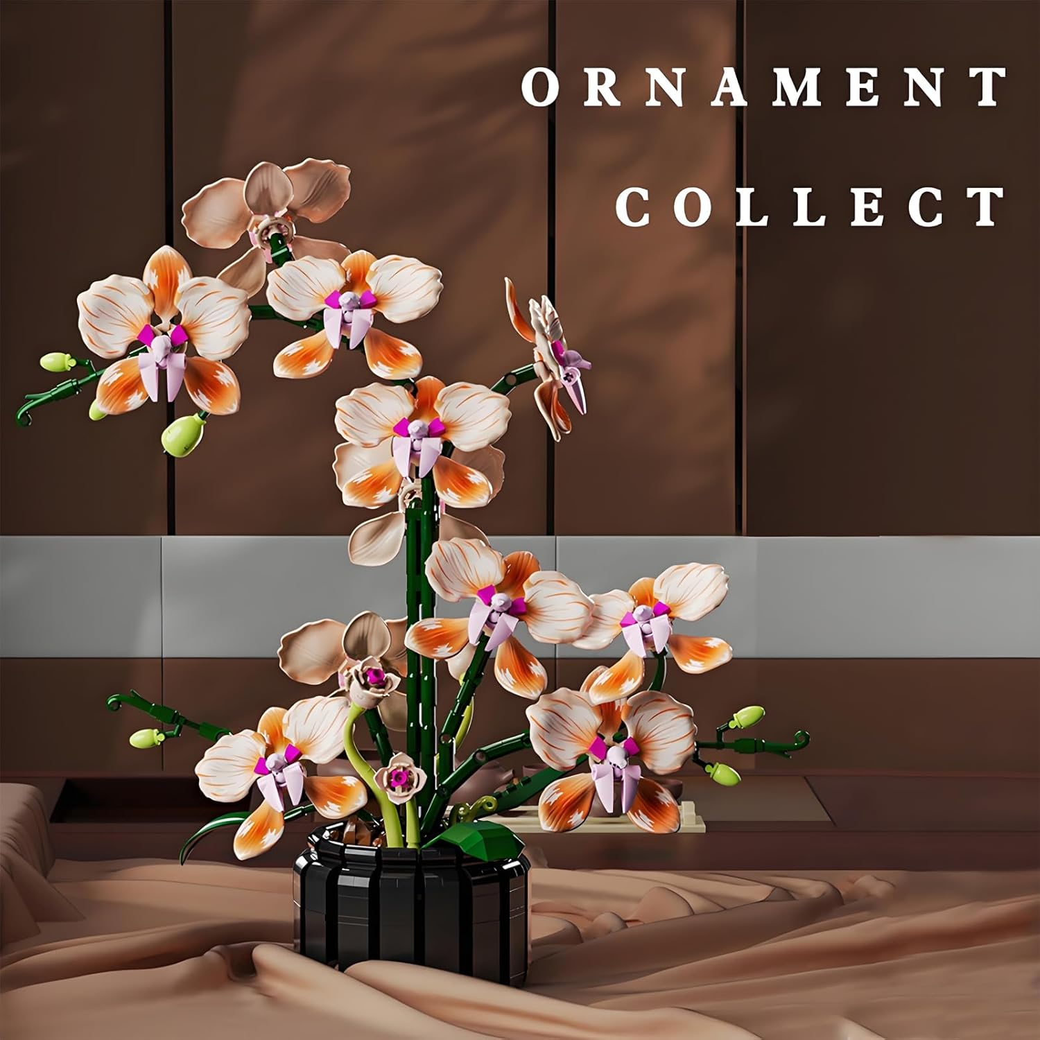 Pink Orchid Flower Building Blocks, DIY Artificial Botanical Collection for Adult, Creative Bouquet for Home Office Decor, Ideal Gifts for Woman Girls Age 8+(866PCS) image number 4