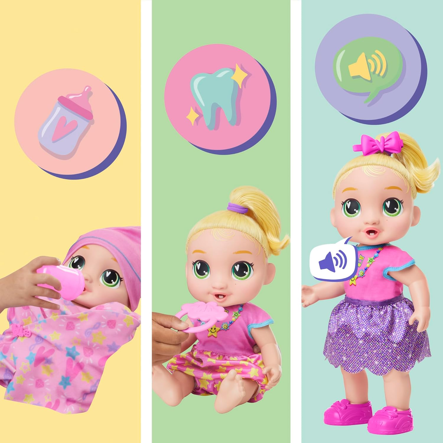 Baby Alive Baby Grows Up, Lala Googoo, 6 Milestones and Baby'S First Tooth, Interactive Talking Doll for Girls and Boys Ages 3+ image number 2
