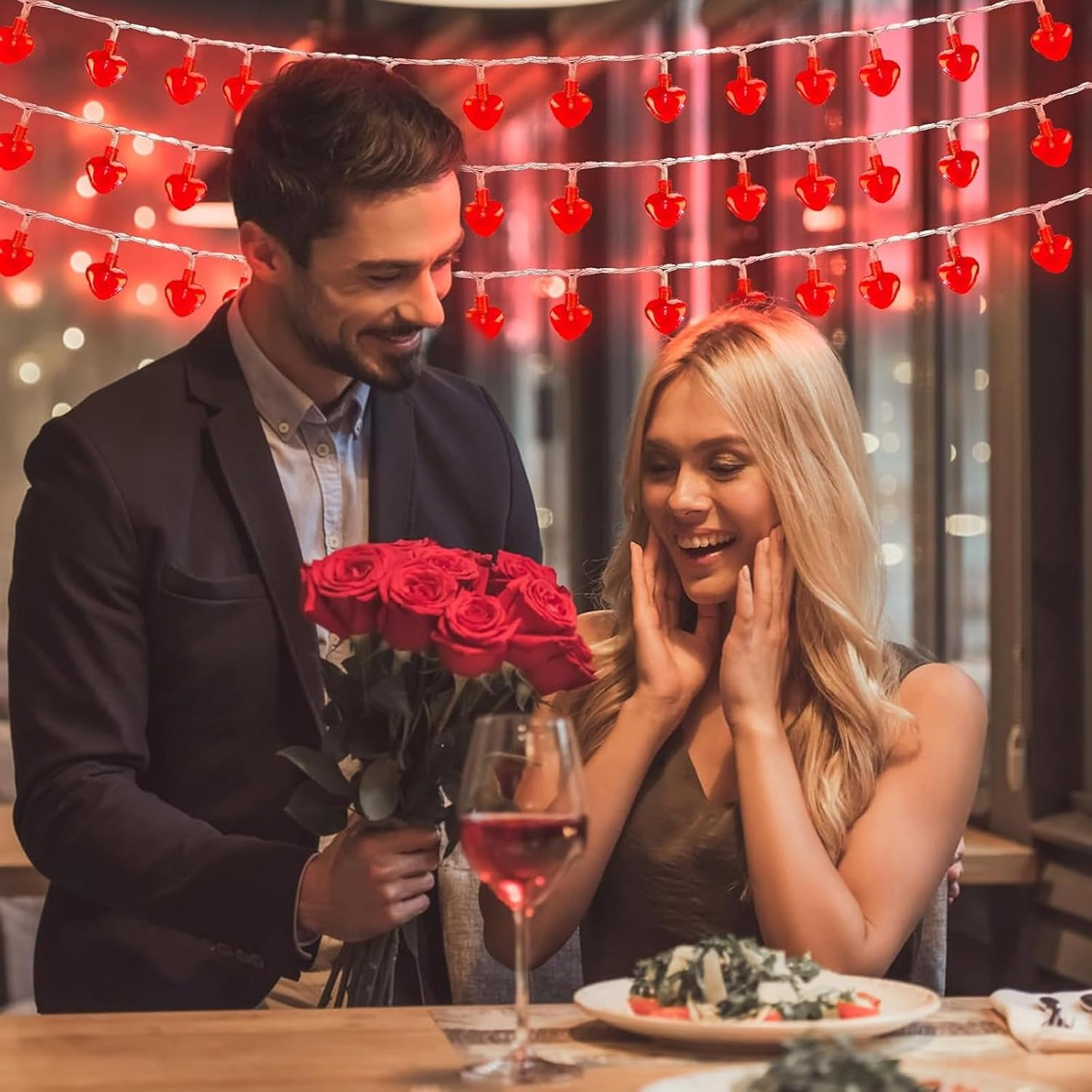 Alegre Fairy Lights Hearts Red, 1.5 M 10 LED Valentine'S Day Heart-Shaped Fairy Lights Battery, Fairy Lights Hearts Indoor, Valentine'S Day Decoration, Heart Fairy Lights for Christmas, Anniversaries image number 2