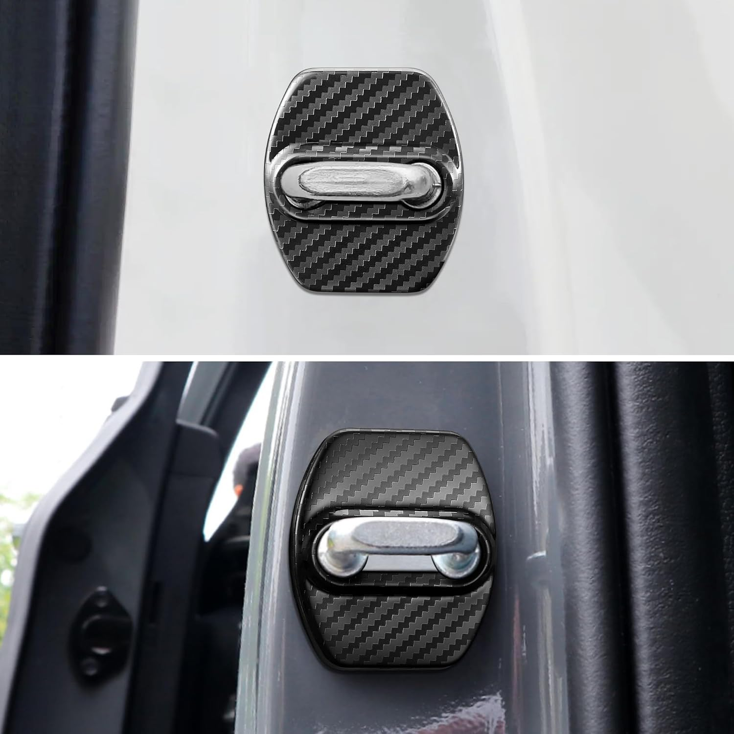 TOMALL 4Pcs Car Door Lock Latches Covers Compatible with Hyundai Sonata Elantra Santa Fe Palisade Tucson Veloster N Genesis Kona/Kona EV Azera Ioniq Stainless Steel Exterior Accessories (Carbon Fiber) image number 1