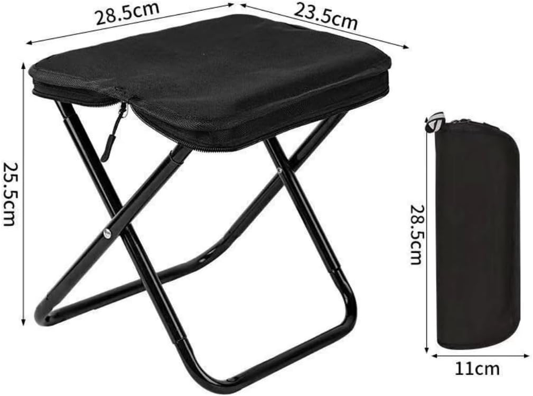 Folding Stool, Ultralight Travel Handbag Stool, Portable, High Load-Bearing, Thickened Bracket, Comfortable and Breathable for Outdoor,Camping,Hiking,Fishing,Queuing Rest,Long-Term Standing (Black)