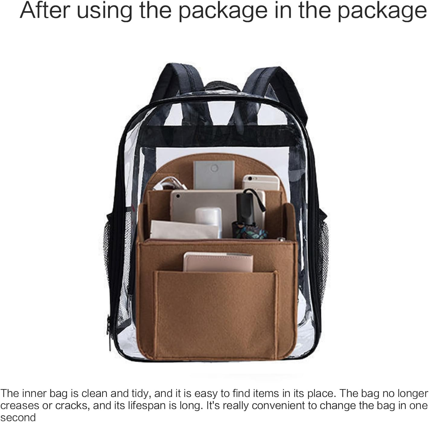 [Xinsheinelry] Backpack Shoulder Bag Handbag Organizer Insert Small Divider Felt Pocket Travel Rucksack Travel Backpack image number 2