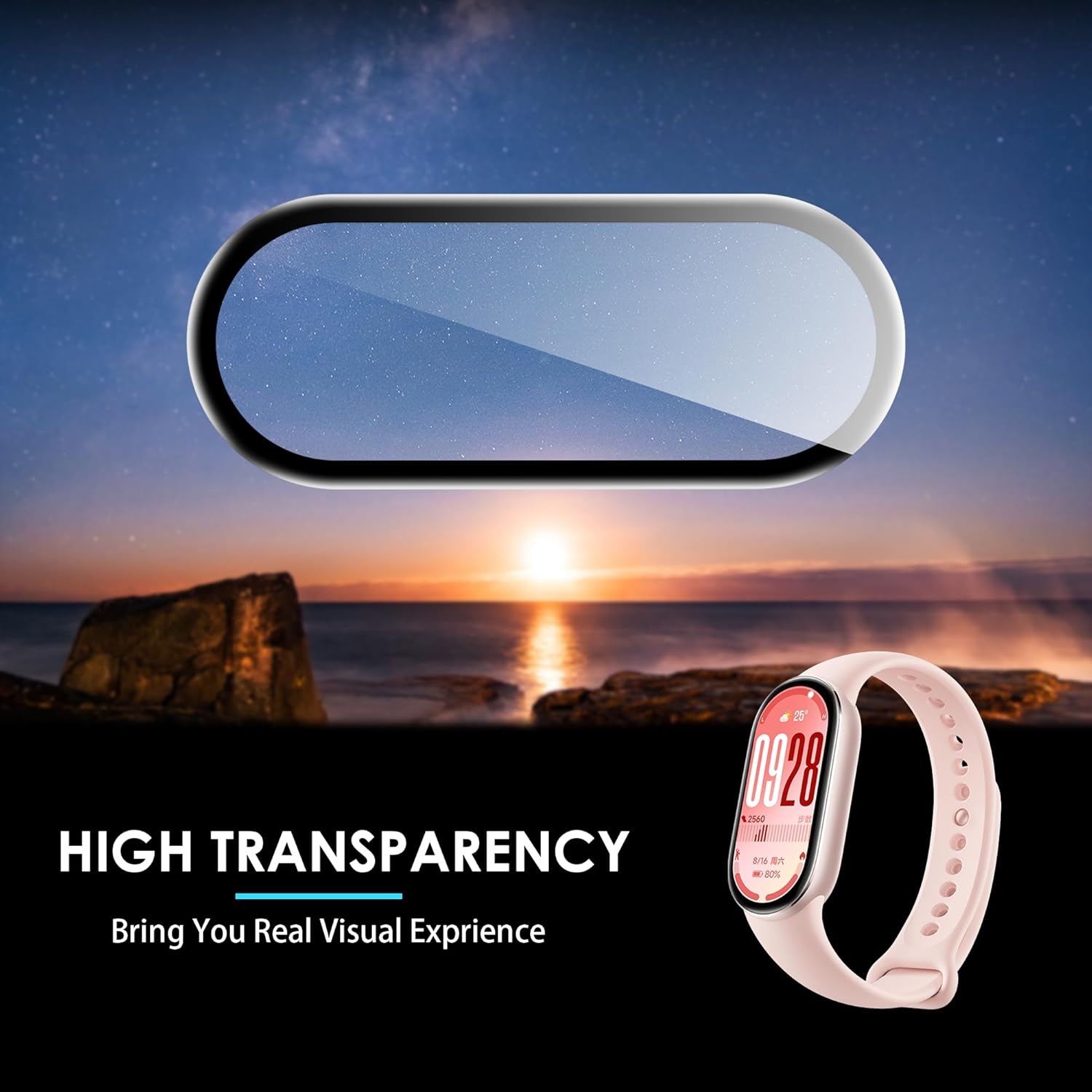 FDHYFGDY Pack of 3 for Xiaomi Smart Band 10 Screen Protector, [Full Coverage] HD Composite Thin Film, Free Bending, [Anti-Scratch] Screen Protector for Xiaomi MI Band 10 - Transparent image number 1