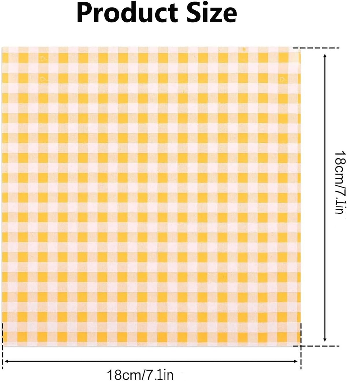100 Pcs Deli Paper Sheets,Checkered Food Grade 18X18Cm Greaseproof Paper Sheets,Dry Waxed Baking Deli Paper,Square Food Basket Liners for Sweets Cakes Sandwich Hamburger Bread (Yellow) image number 2