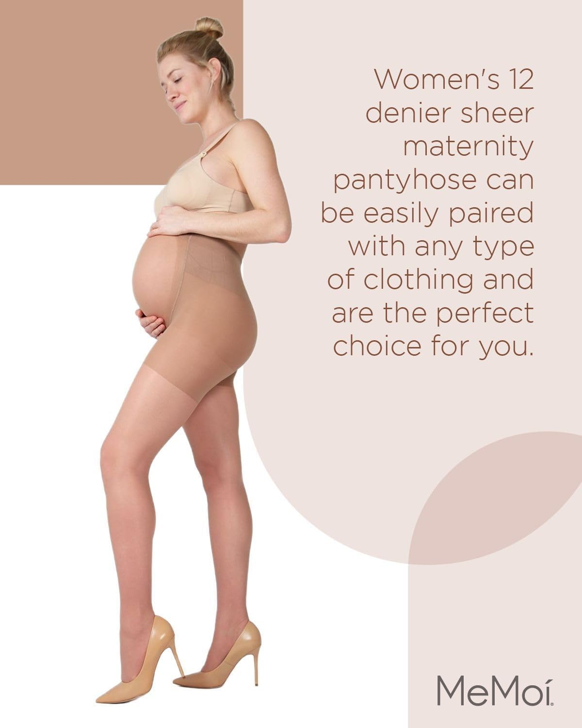 Memoi Sheer Maternity Tights | Pregnancy Belly Support Hose image number 6