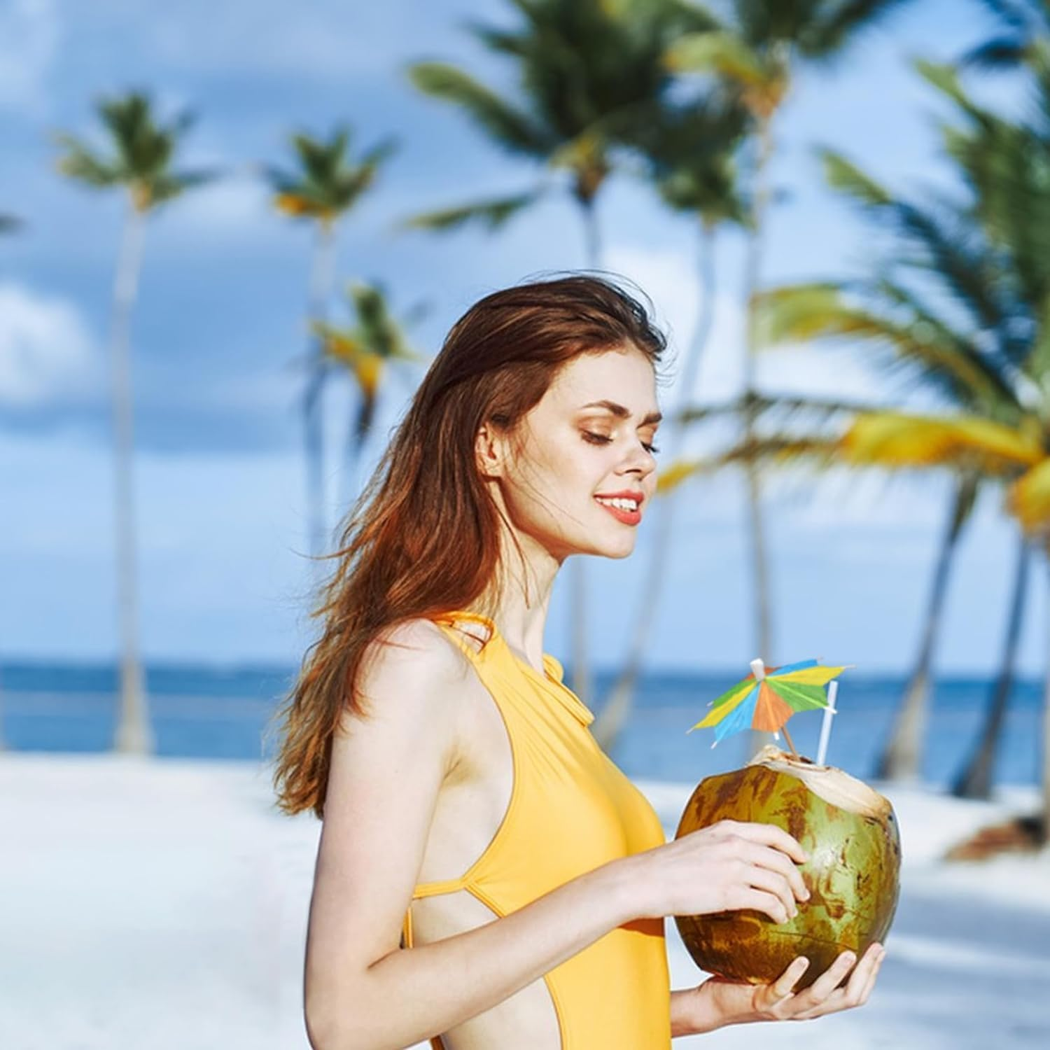 Cocktail Picks 150 Pieces Cocktail Umbrellas Toothpicks Summer 3 Handmade Rainbow Cocktail Picks Funny Cupcake Toppers and Drink Umbrellas for Pool Party image number 6