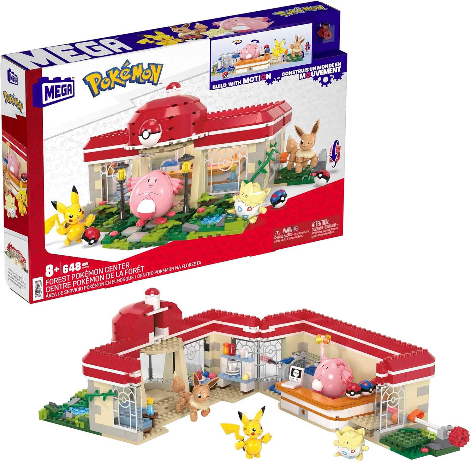 MEGA Pokemon Building Toys Set Forest Pokemon Center with 648 Pieces, 4 Poseable Characters, for Kids image number 1