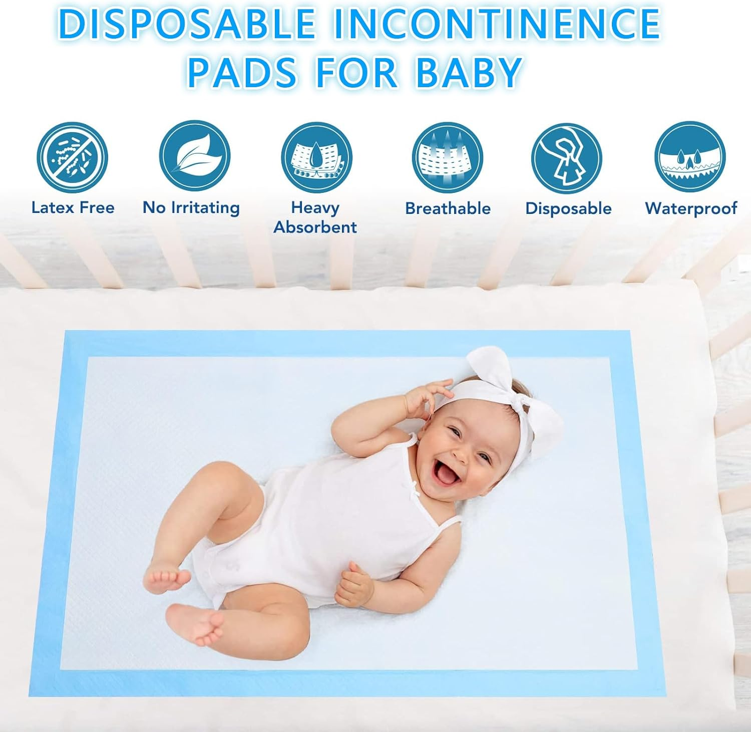100PCS Disposable Urine Pads ，45 X33Cm Baby Change Mat Baby Diaper Changing Pads with Breathable Absorbent Leakproof Quick Drying Features Waterproof Adults Underpads Bed Table Protector Mat image number 4