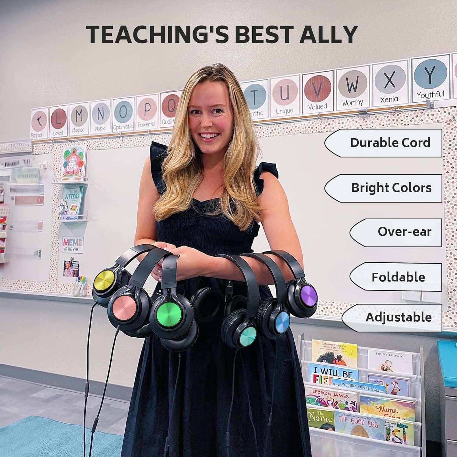 AILIHEN Classroom Headphones Bulk 12 Pack - Kids Headphones for School K-12 Class & Teachers, Foldable Wired Headset with Microphone & 3.5Mm Jack for Student Laptop Tablets Chromebook (6 Colorful)