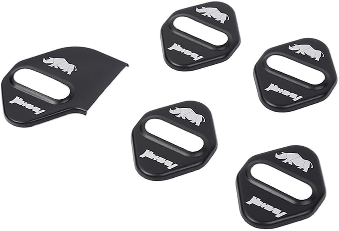 For Jimny Door Lock Cover, Aluminum Alloy Car Door Lock Latches Cover Protector Compatible with Suzuki Jimny 2019 2020 2021 2022 2023 Car Accessories (B, Black) image number 5