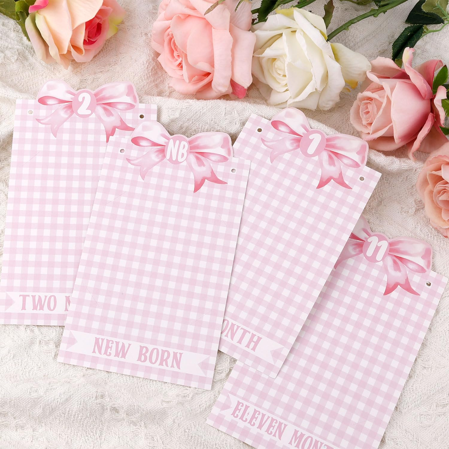 Pink Bow Milestone Banners, Newborn to 12 Months Photo Banner Pink Bow Photo Banner Monthly Milestone Banner for Baby Birthday Photo Banner Decoration image number 4
