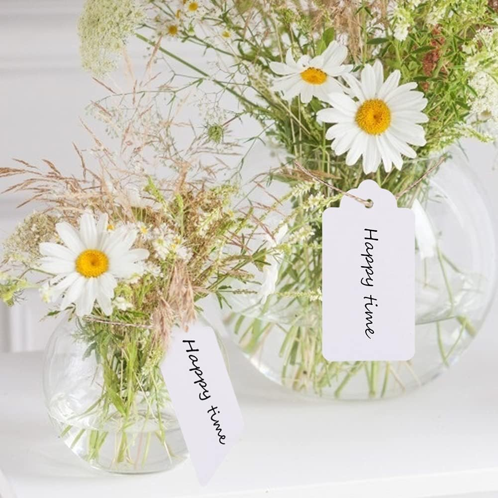 AIWFL 100PCS Blank Kraft Tags Paper Hang Tags DIY Cards White Hanging Marking Tags Price Labels for Wedding Birthday Party Favor image number 6