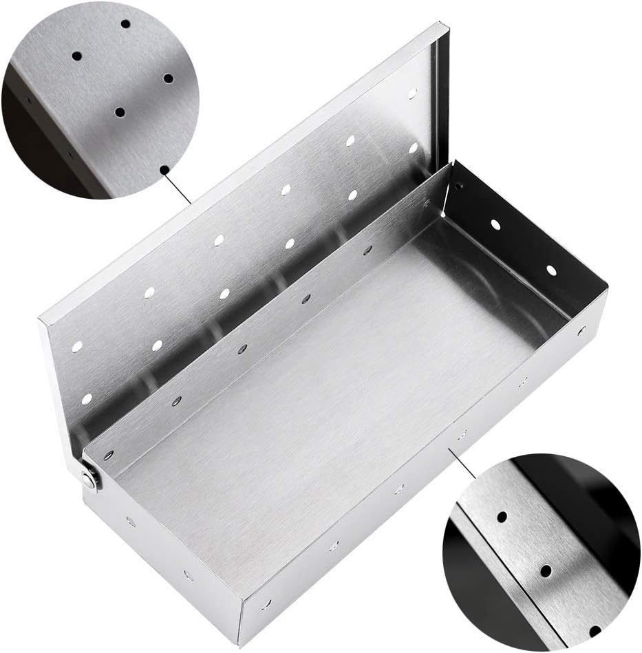 Smoker Box for Wood Chips,Pellet Smoker Tube,Stainless Steel Smoke Box for Cold or Hot Smoking,Add Smoked BBQ Flavor,Hinged Lid,Warp Free Grill Accessories,Use a Gas or Charcoal BBQ Grill image number 3