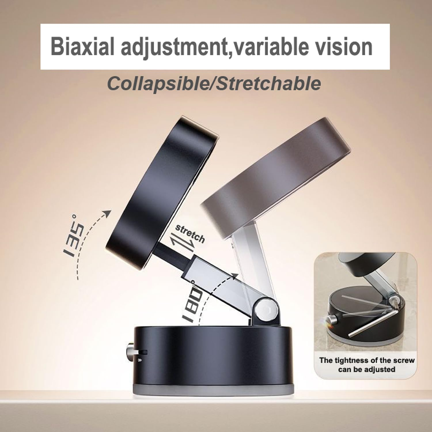 Multifunctional Vacuum Suction Phone Holder- Folding, Extendable, Double- Sided Magnetic for Car/Gym/Smooth Surface Kitchen Stand Cellphone Smartphone Mount (Black) - White image number 2