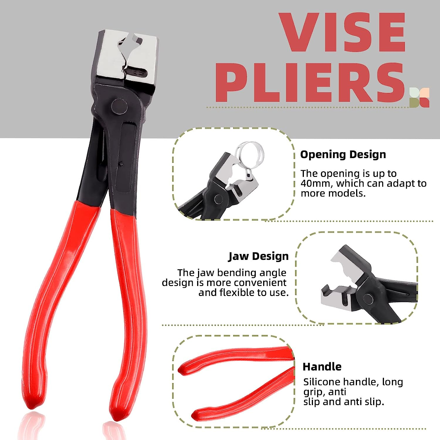 Hilitchi 121Pcs 12 Sizes Spring Band Hose Clamp Kit, 7MM-22MM Low Pressure Air Clip Clamp with Hose Clip Pliers, Fuel Line Hose Clips Silicone Vacuum Hose Clamp Fastener - A Kit image number 3