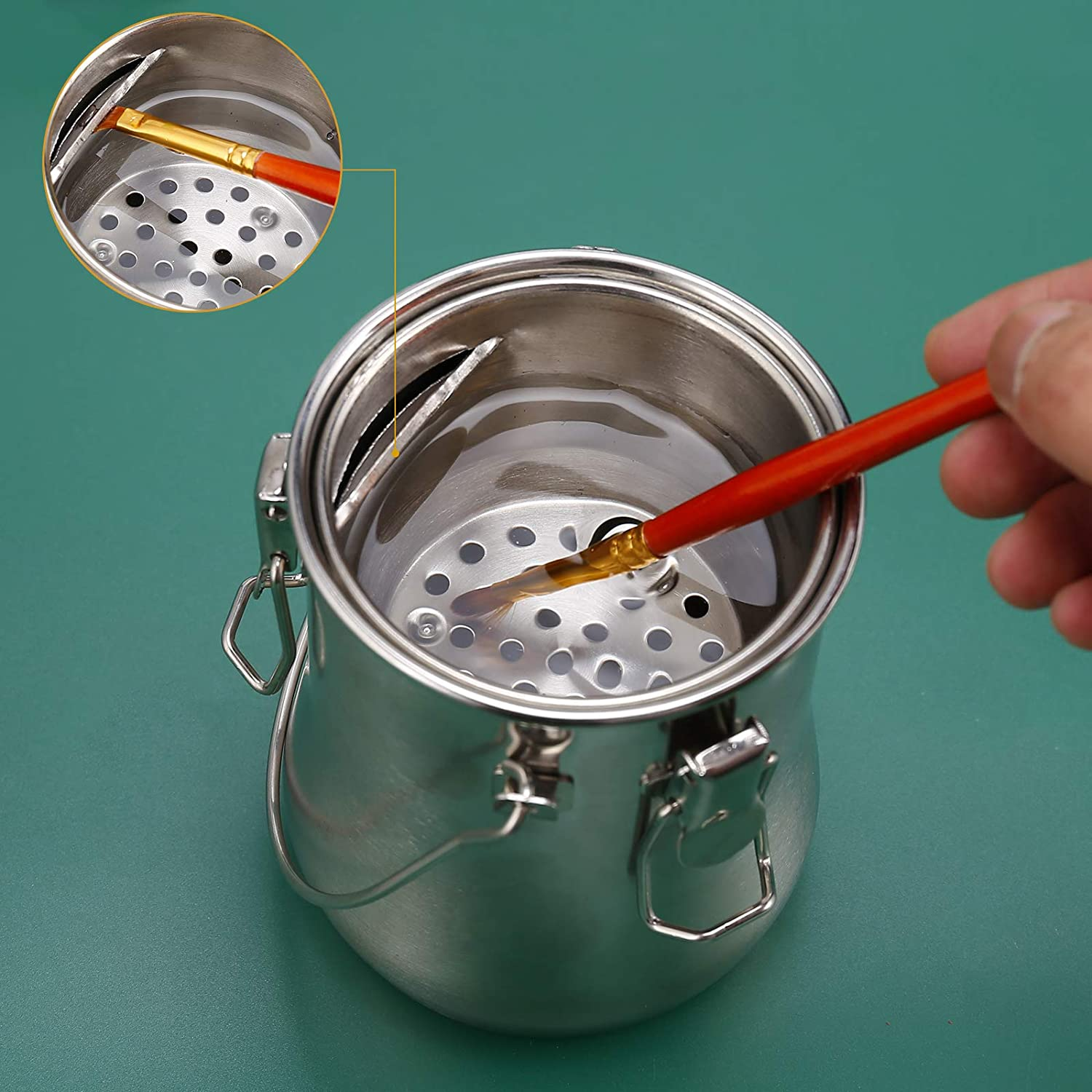 MYARTOOL Paint Brush Washer, Portable Leak-Proof Brush Cleaner with Lid and Filter Screen, 4-3/4" Tall X 3-1/2" Dia. image number 6