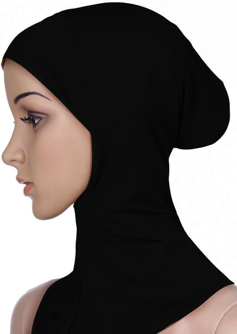 FITYLE Muslim Black Hijab Cap Full Cover Islamic Hats Soft Neck Head Wear Hat Underscarf image number 5