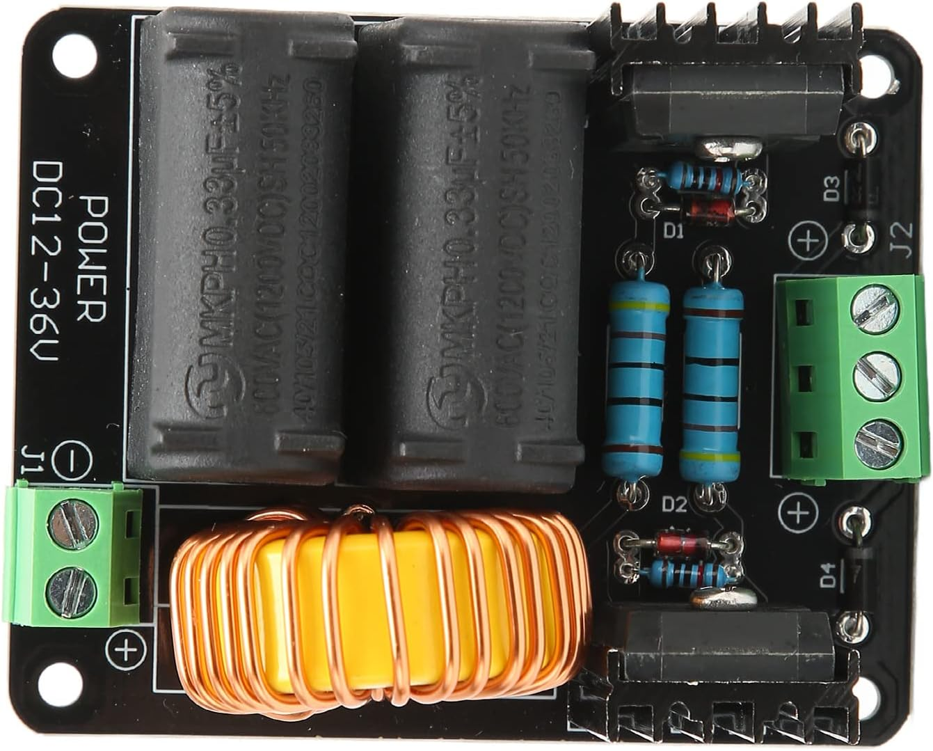 ZVS Performance Controllers Controlling Flyback High Voltage Source High Voltage Coil Feeding Source for DIY Player, Drive Module for Marx Generators with Low Heat Generation, Material: PCB, Enthusiac Settings, Quantity: 1X image number 4
