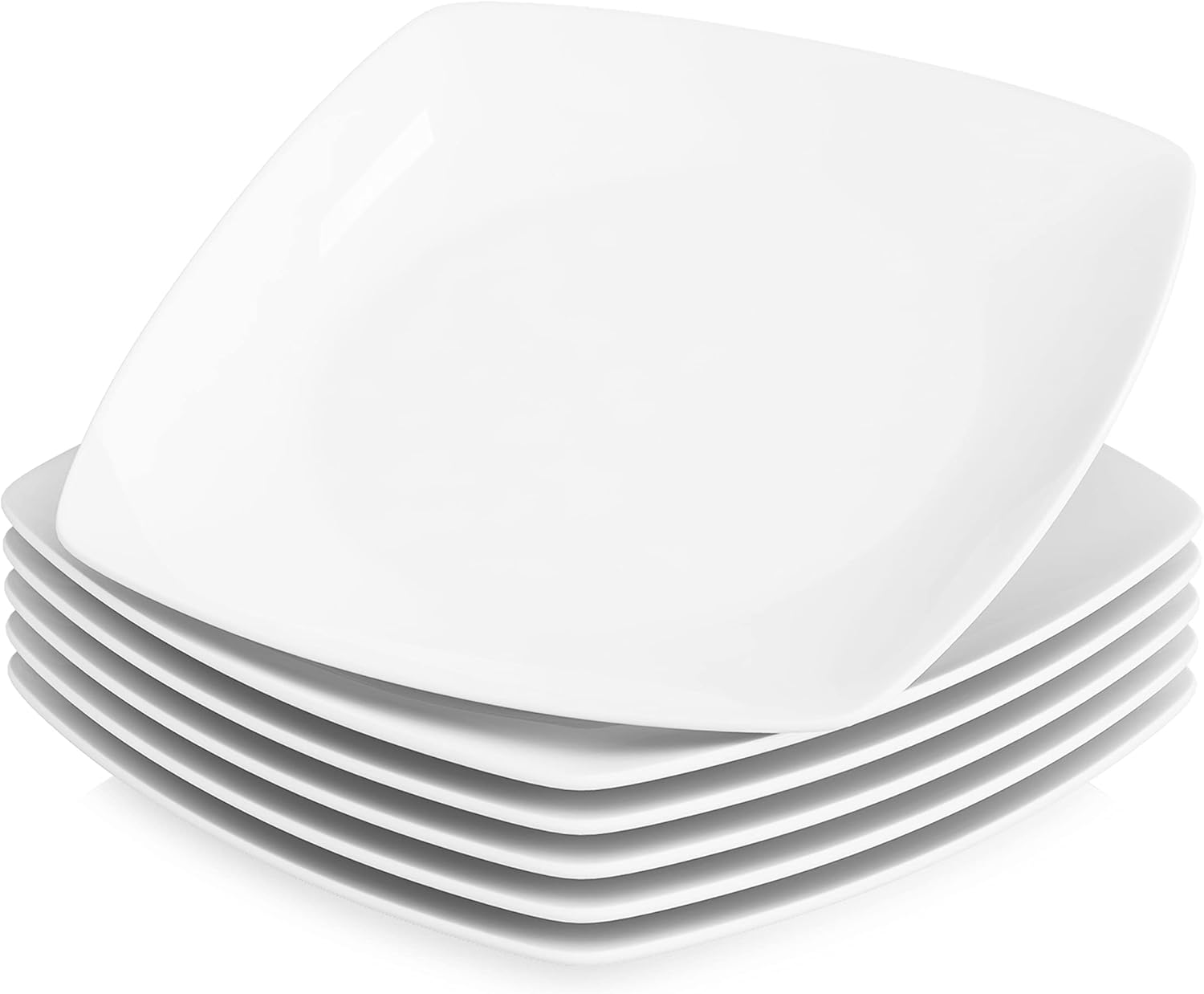 (6-Piece) - Malacasa, Series Julia, 9.5" Ivory White Square Porcelain Dinner Plate Set Christmas Flat Plate Set, Pack of 6 (23.5 23.5 2Cm) image number 1