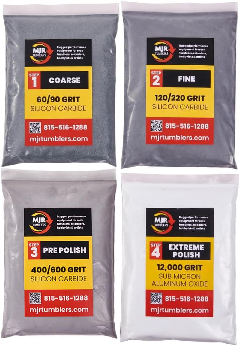 MJR Tumblers Refill Grit Kit for 3 LB Rock Tumblers Silicon Carbide Aluminum Oxide Media Polish image number 2