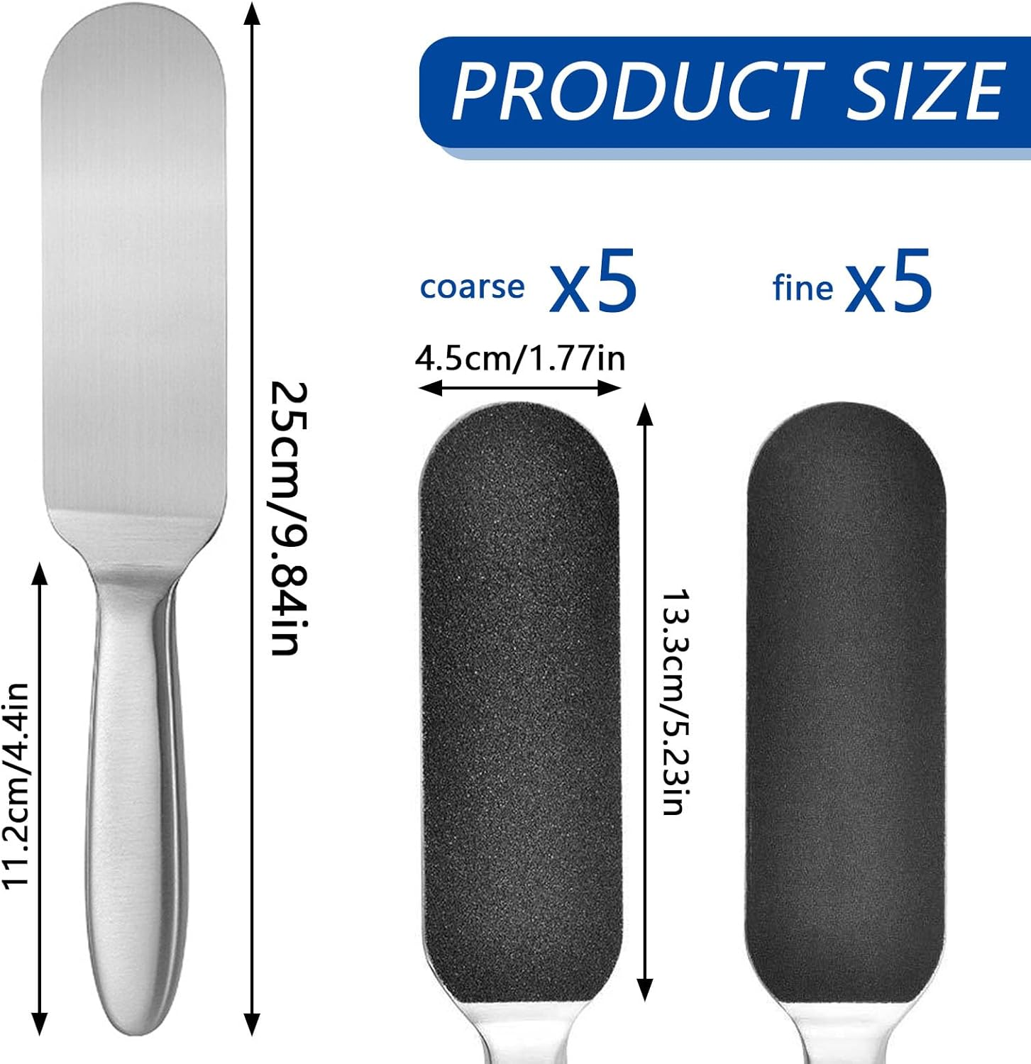 Useful Foot Rasp Scrubber Stainless Steel Pedicure Foot File with 10 Pieces Double-Sided Replacement Sandpaper Comfortable Foot File Callus Remover image number 1