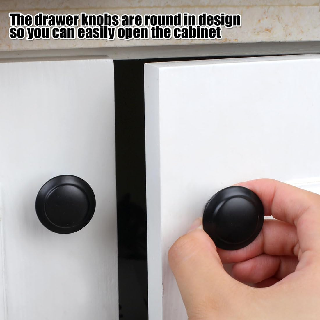 Black Cabinet Knobs, 30Pcs Cabinet Knobs with Screwdriver, round Ringed Kitchen Cabinet Pulls Cabinet Handles with Screws, Kitchen Cabinet Hardware, Matte Black Drawer Knobs for Dresser Cupboards Door image number 6