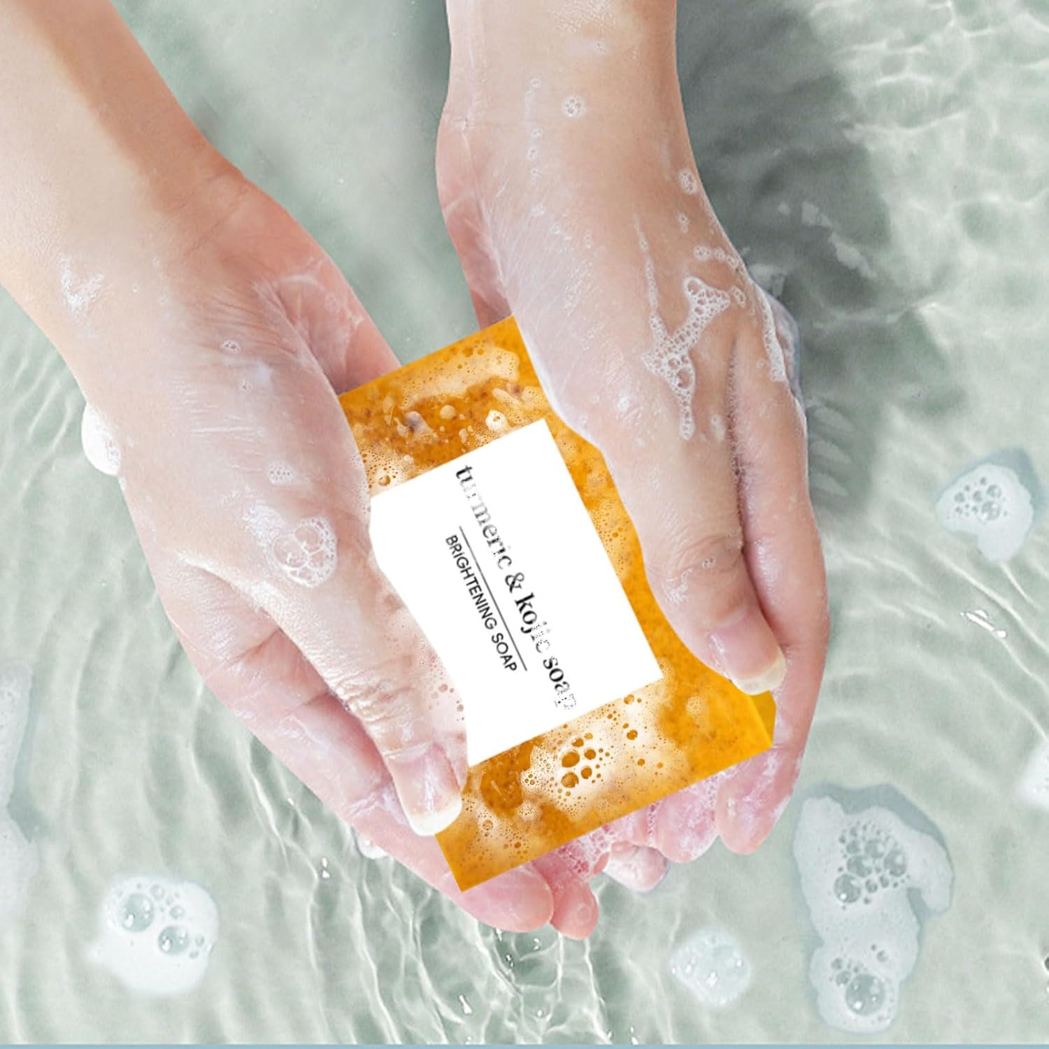 2Pcs Lemon Turmeric and Kojic Acid Soap Bar, 100G, Turmeric Soap Bath Cleansing Soap, Natural Ingredients Containing Lemon and Vitamin E, Brightening and Restoring Skin Vitality