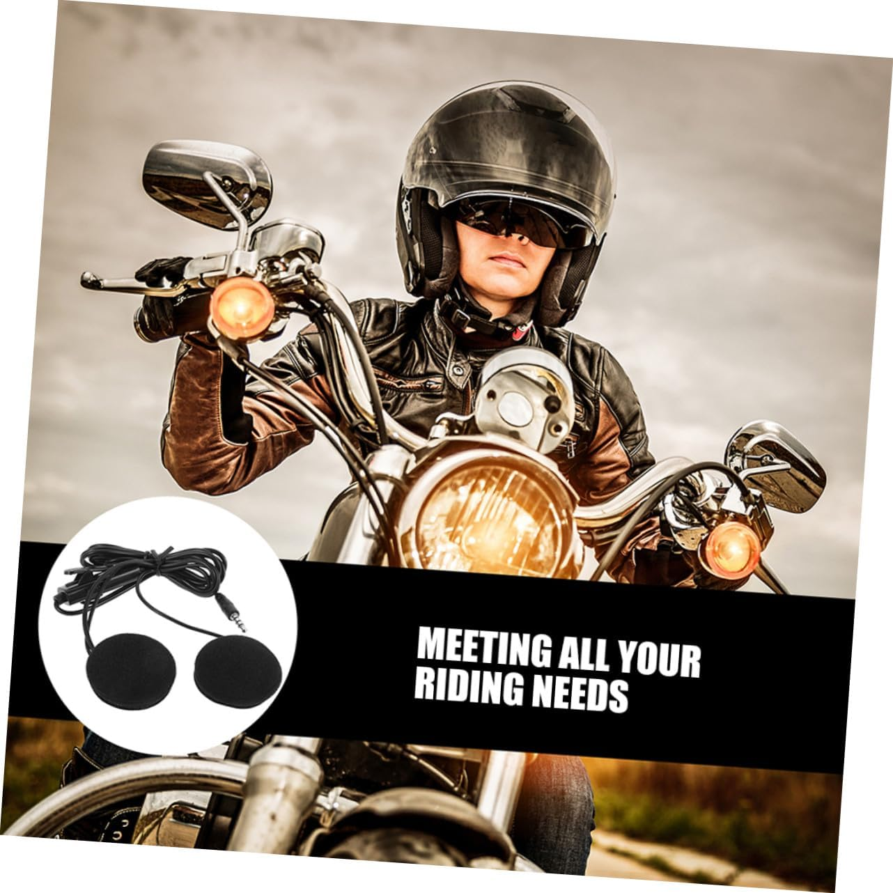 Cabilock 2Pcs Motorcycle Helmet Headphones Plug Black for Rider Gps Navigation and Outdoor Riding image number 3