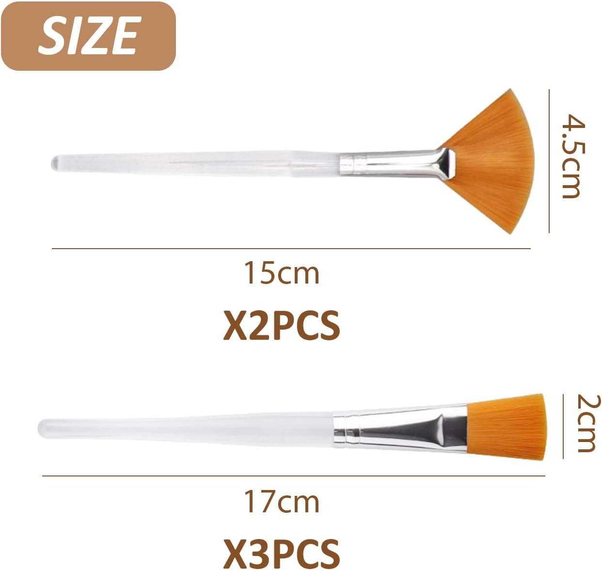 3 Face Mask Brushes and 2 Fan Brushes, Beauty Brushes, Facial Authority Tools, Make up Tools image number 1