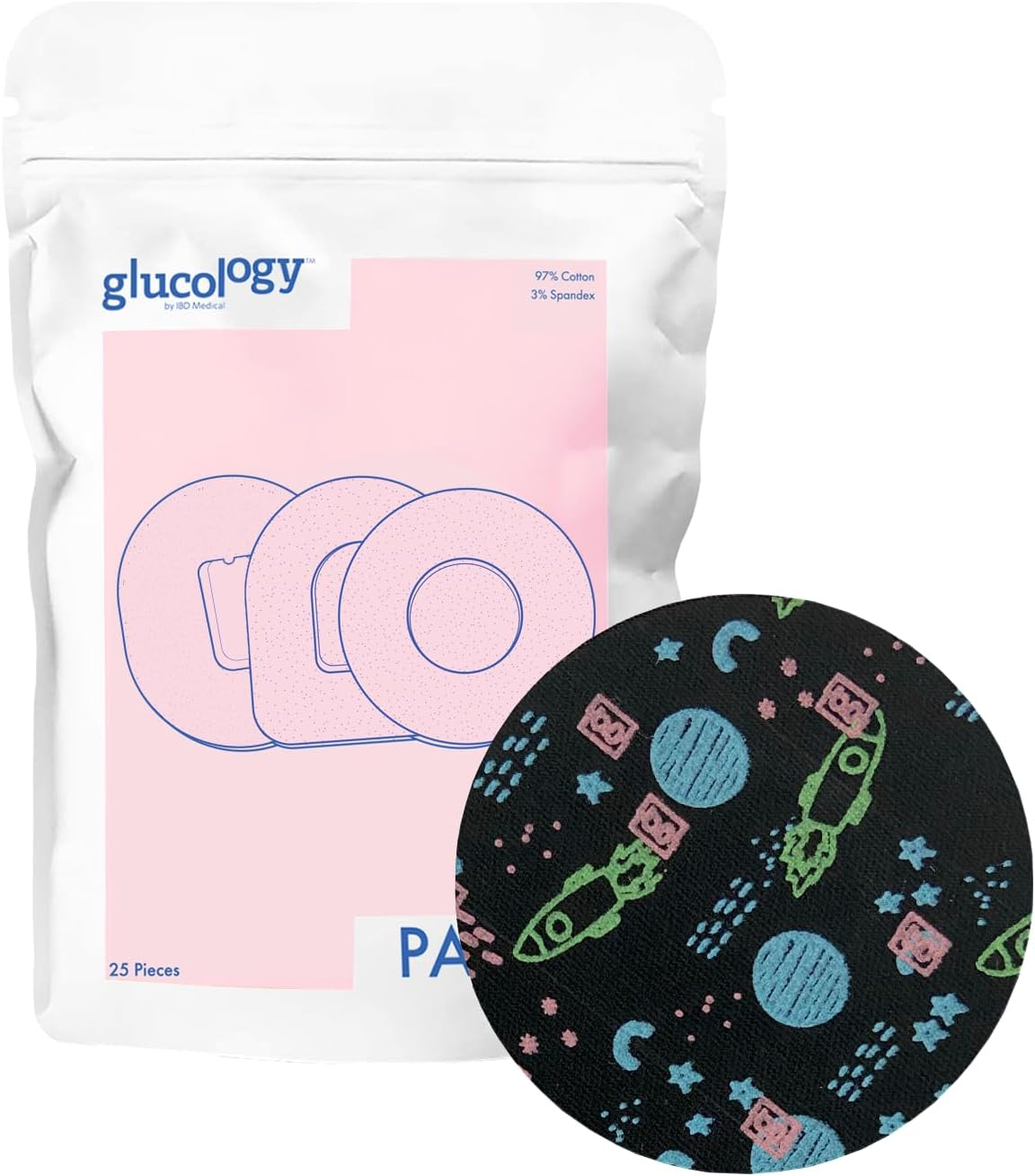 Glucology CGM Patches for Medtronic Guardian/Libre Beige | 25 Pack | Waterproof & Universal Patch - Blue image number 3