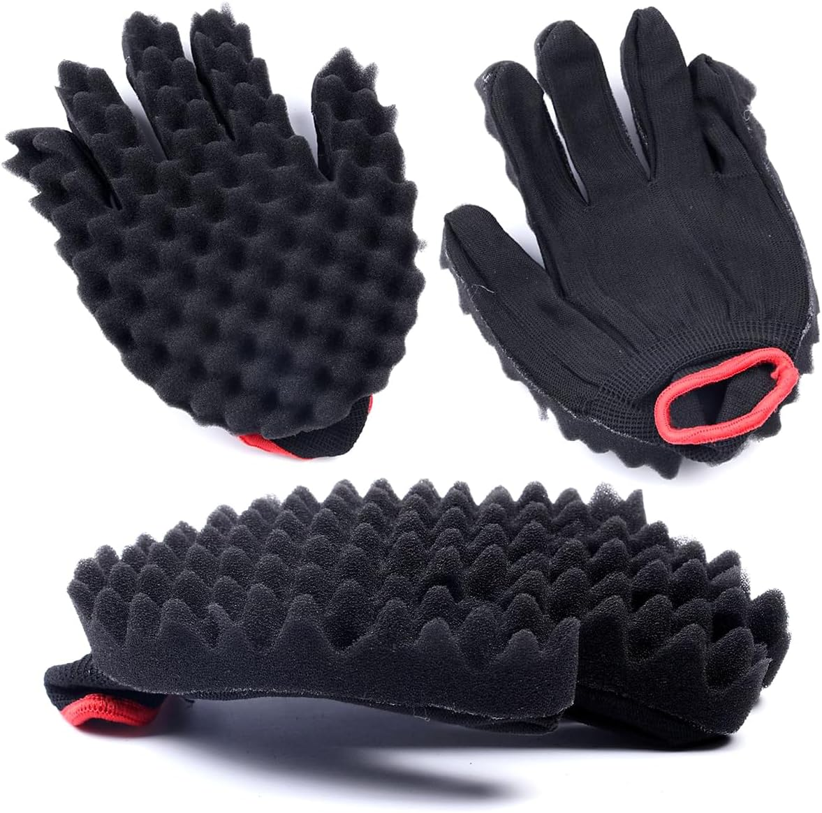 ARJDXDP 4 Pcs Hair Sponge Brush, Big and Small Holes Hair Sponge Brush with Combs and Gloves, 4 in 1 Afro Twist Comb Set for Barber and Home image number 3