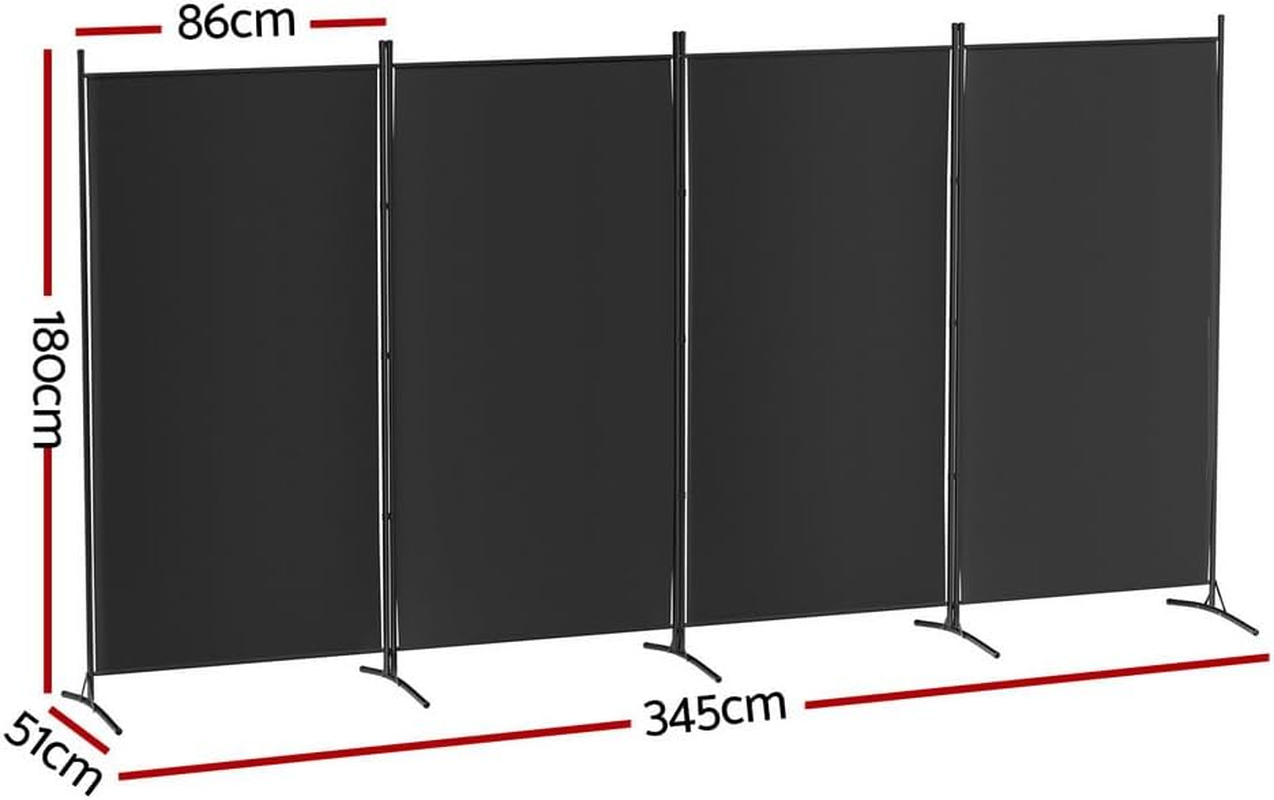 Artiss Room Divider, 4 Panels Fabric Folding Privacy Portable Screen Shelf Dividers Partition Wall Screens Home Pet Child Indoor Balcony Bedroom Furniture, Separator Water-Resistant Black image number 3