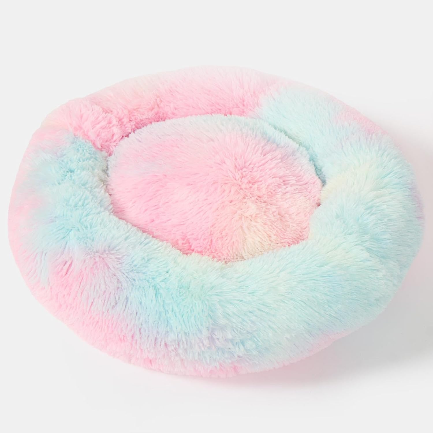 OHS Large Pink Dog Bed, Super Soft Fluffy Luxury Puppy Bed Pink Cat Bed for Dogs Pets Warm Circle Donut Dog Beds for Home Living Room Kitchen, Tie-Dye image number 2