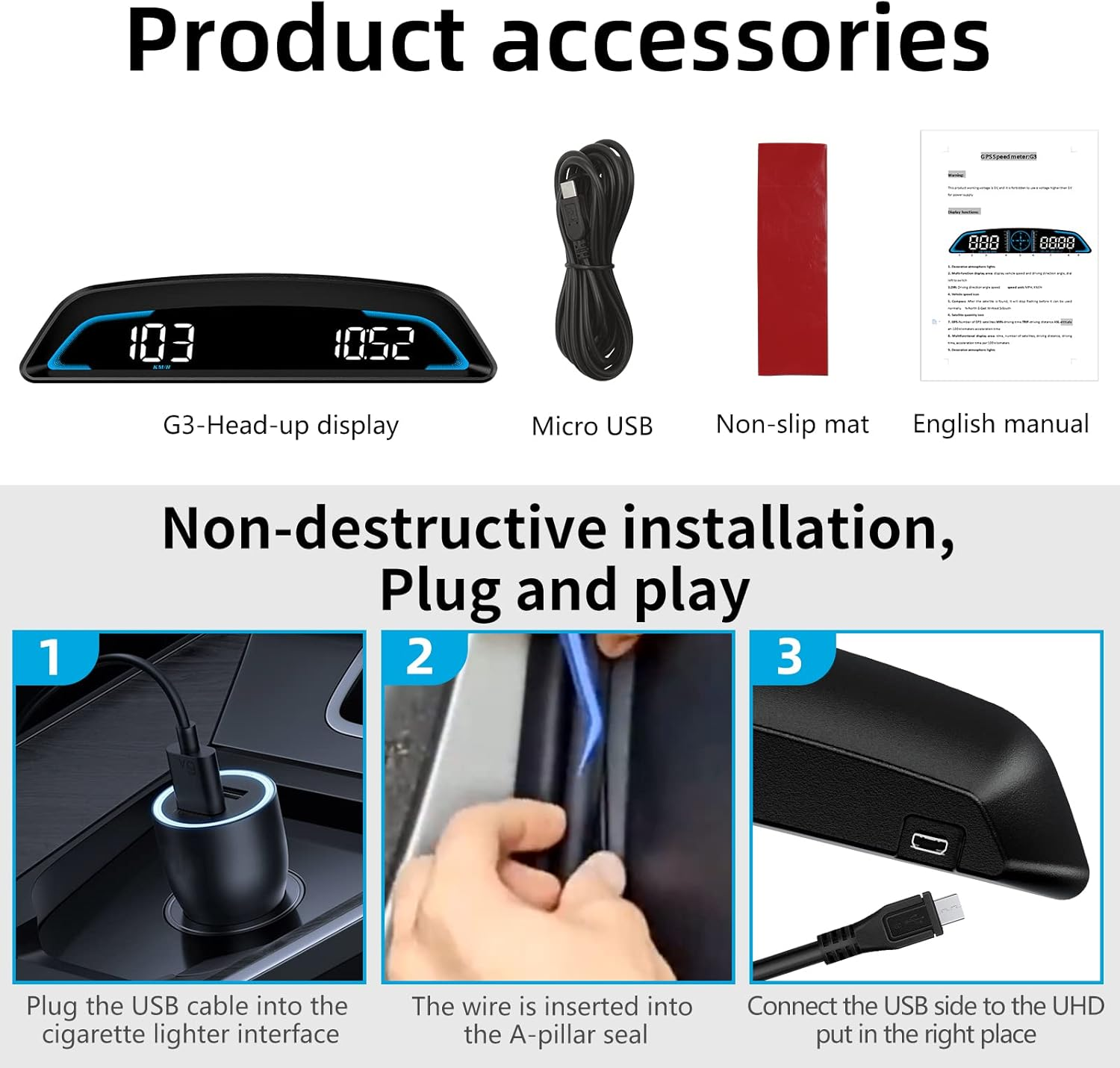 Sinotrack Digital GPS Speedometer Universal Heads up Display for Car 5.5 Inch Large LCD Display HUD with MPH Speed Fatigued Driving Alert Overspeed Alarm Trip Meter for All Vehicle image number 2