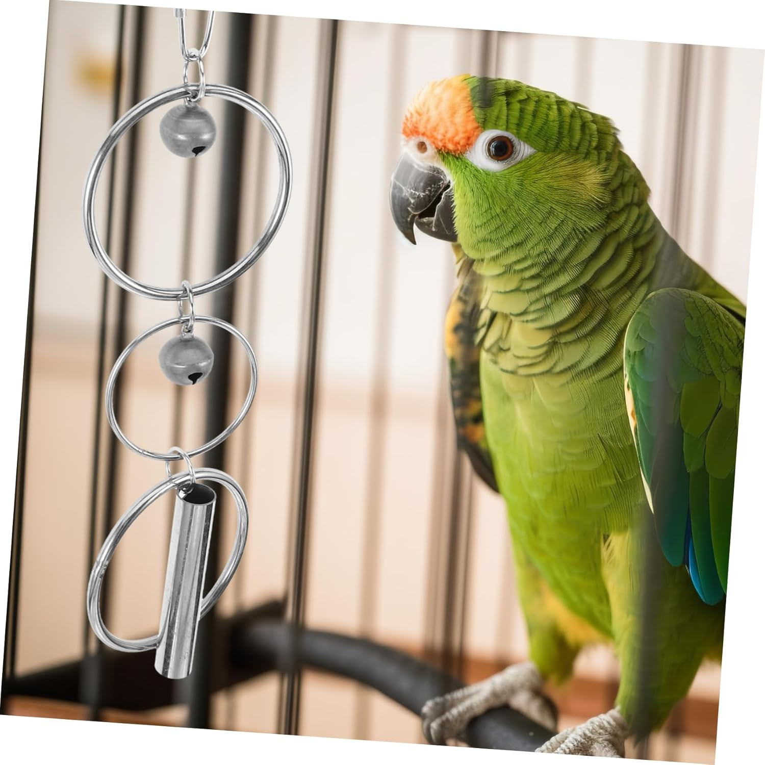 VILLFUL Parrot Toys for Large Birds Metal Bells Pendant Bird Cage Pendant Bell Hanging Decor