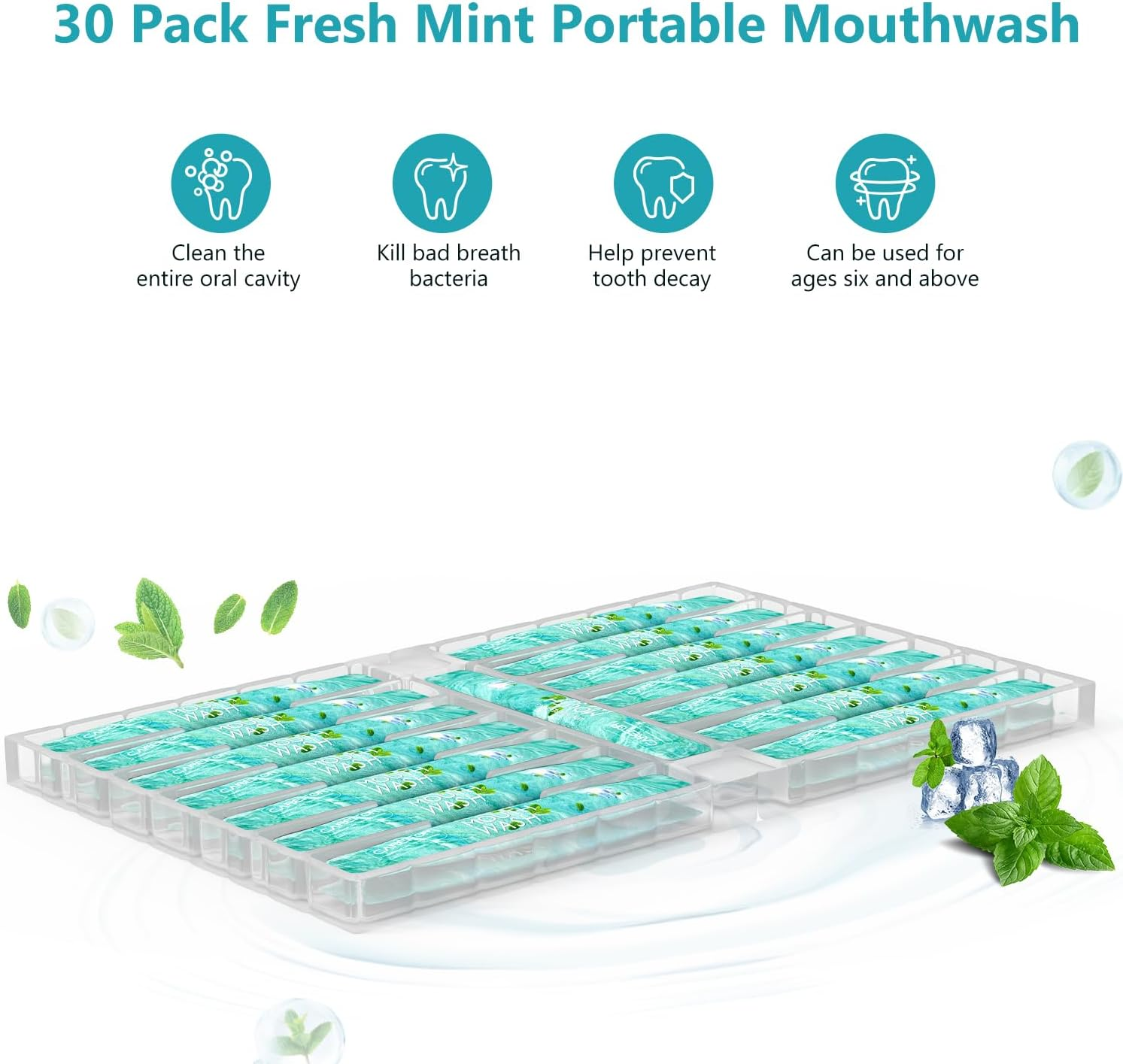 Mouthwash Travel Size - Portable Packets to Go, Alcohol & Fluoride Free Fresh Mint Mouthwash Strips for Superior Oral Hygiene,Disposable Packs (Pack of 20) image number 4