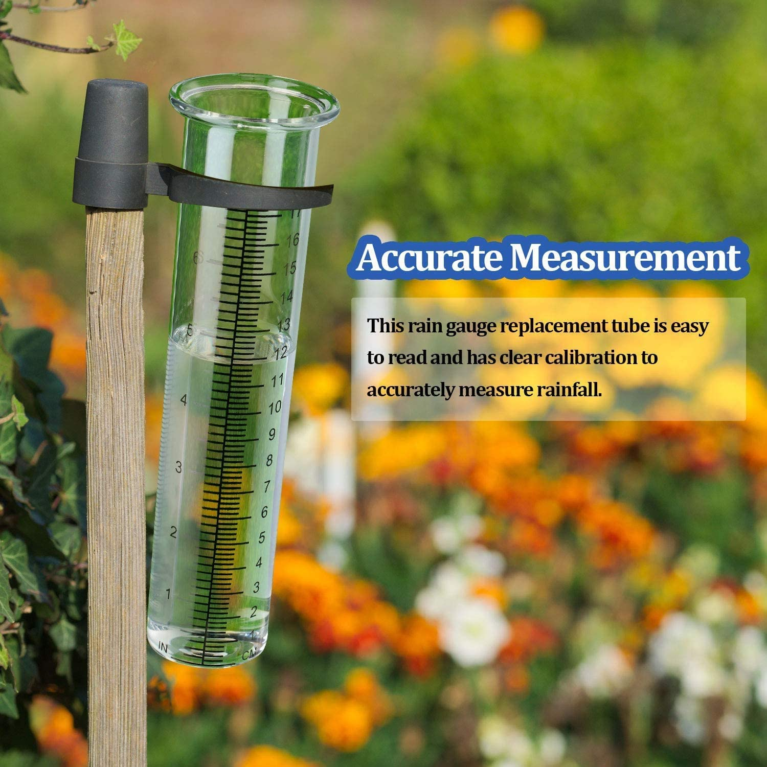 7" Capacity Rain Gauge with Stainless Steel Mounting Rack Holder, Post Mount Rain Gauge or Yard Garden Outdoor Home (Style A) image number 6