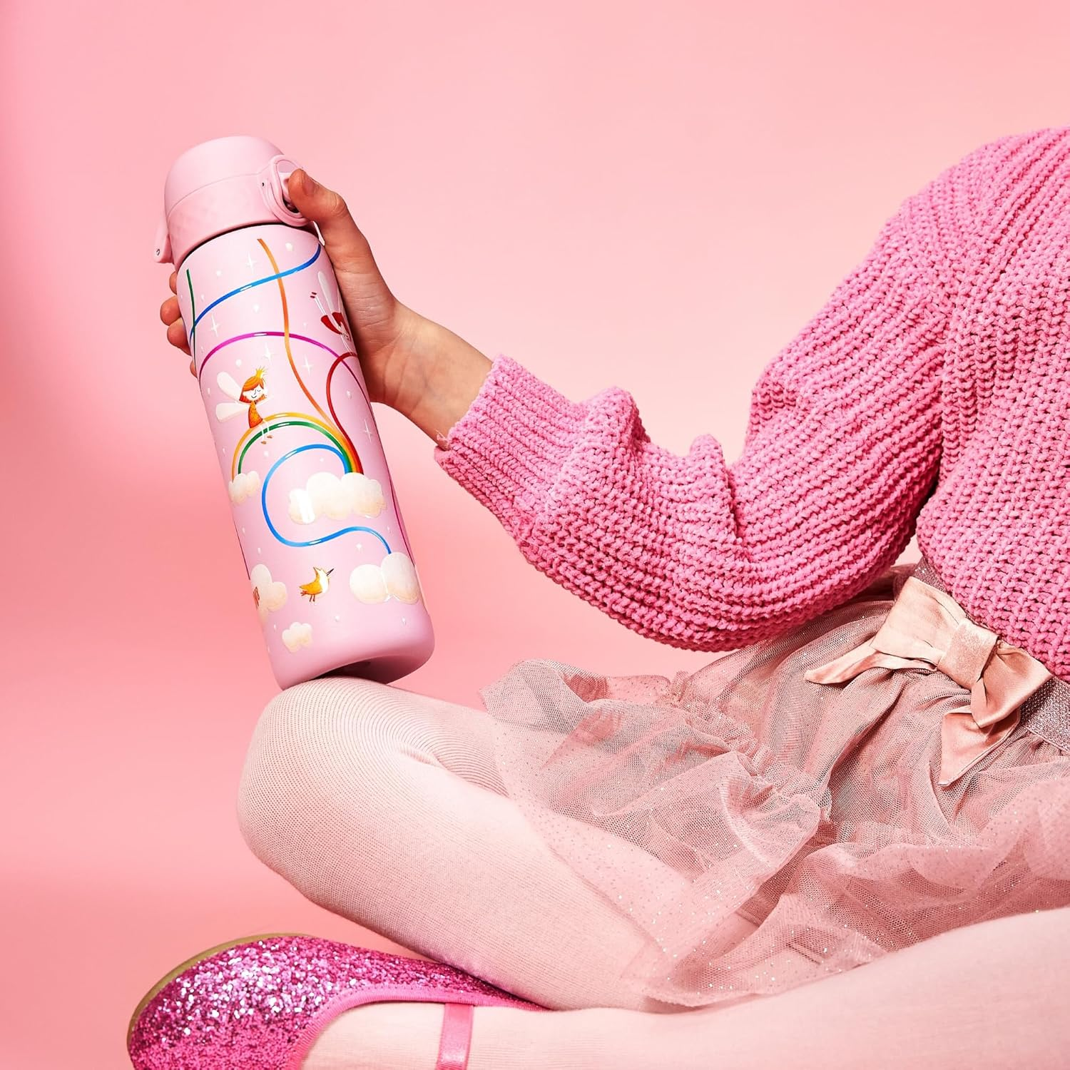 Ion8 Steel Water Bottle, 600 Ml, Leak-Proof, One-Handed Opening, Secure Locking, Dishwasher Safe, Flip Lid, Carry Handle, Easy to Clean, Durable, Fairy Design image number 5