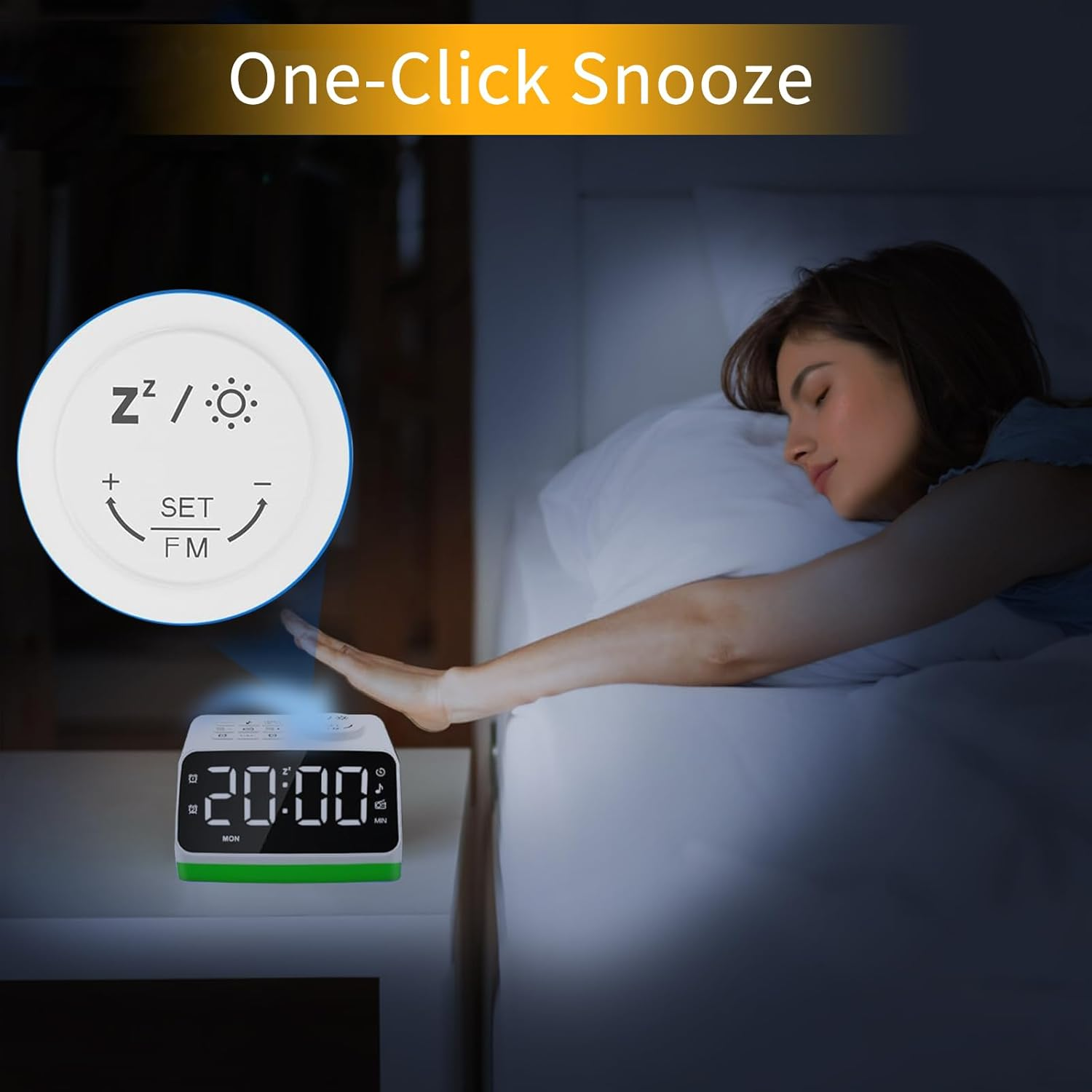 Digital Alarm Clock for Bedroom, 8 Colors Night Light with 2 Charging Port, Sleep Sound Machines with Timer, Dual Alarm, 12/24H, Loud Alarm，Fm Radio and Easy to Use for Seniors and Kids as Gift image number 1