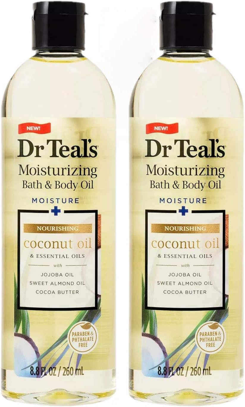 Dr Teal'S Bath & Body Oil 2-Pack (17.6 Fl Oz Total) Moisturizing Coconut Oil & Essential Oils
