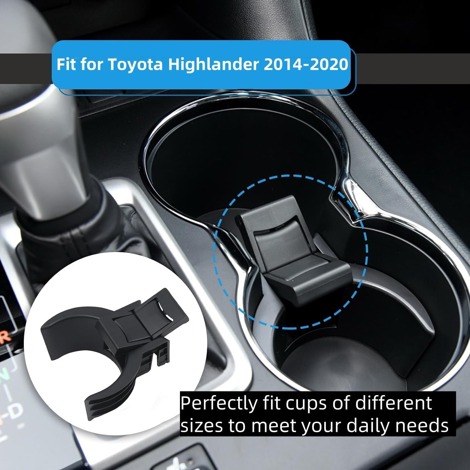 Console Cup Holder Insert Replacement 55618-0E200-C0 Compatible with Toyota Highlander 2014-2020 Plastic Cup Holder Car Accessories Black image number 5