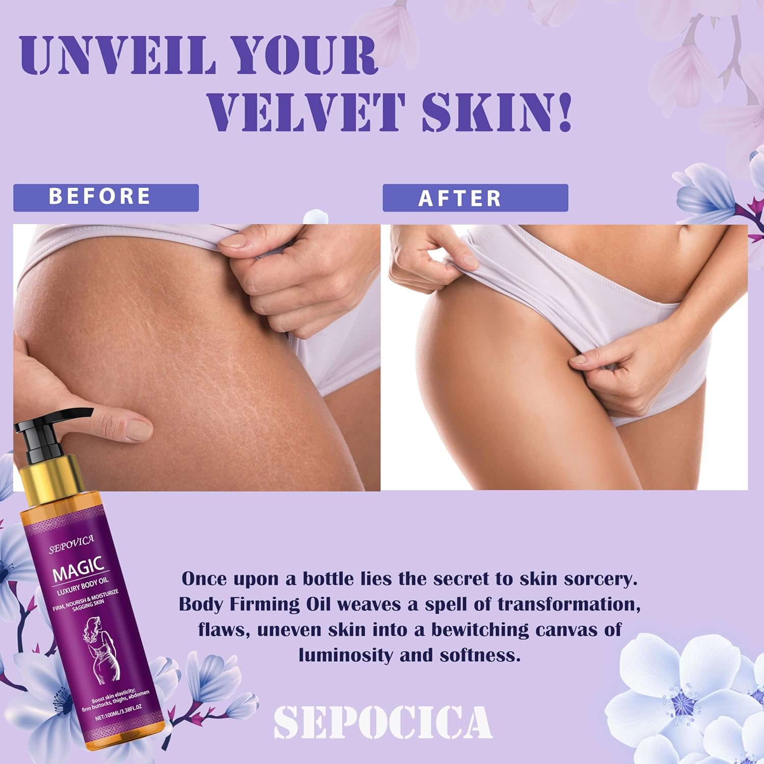 Body Firming Oil, Natural Botanicals Hydrating Firming O Il for Women, Fast-Absorbing with Cactus Extract & Camellia Oil, Vitamin E, Targets Abdomen/Thighs, 3.38 OZ (2PCS)