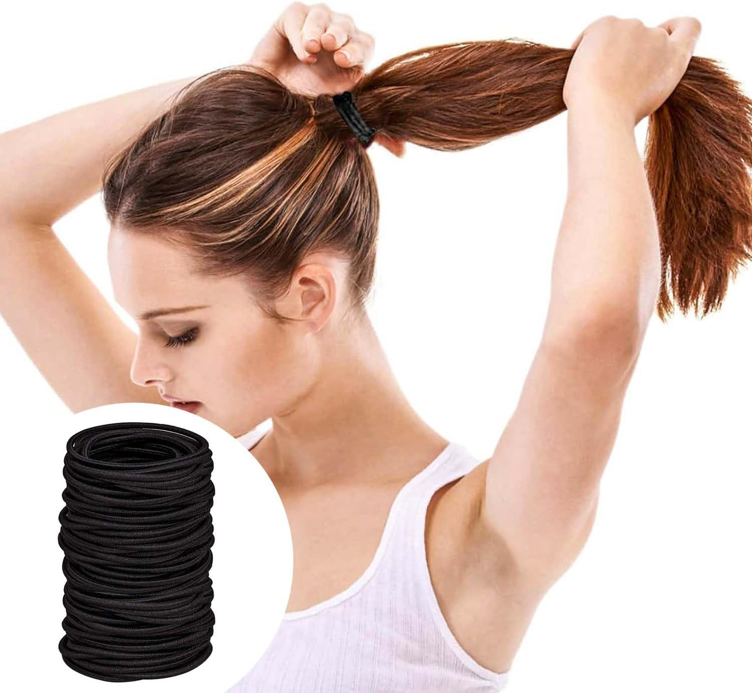 Elastic Hair Bands, Ponytail Holder, Large Hair Bobbles without Metal, Gentle Rubber Bands for Women, Men, Girls, Children, Suitable for All Hair Types and Hairstyles, 50 Pieces image number 1