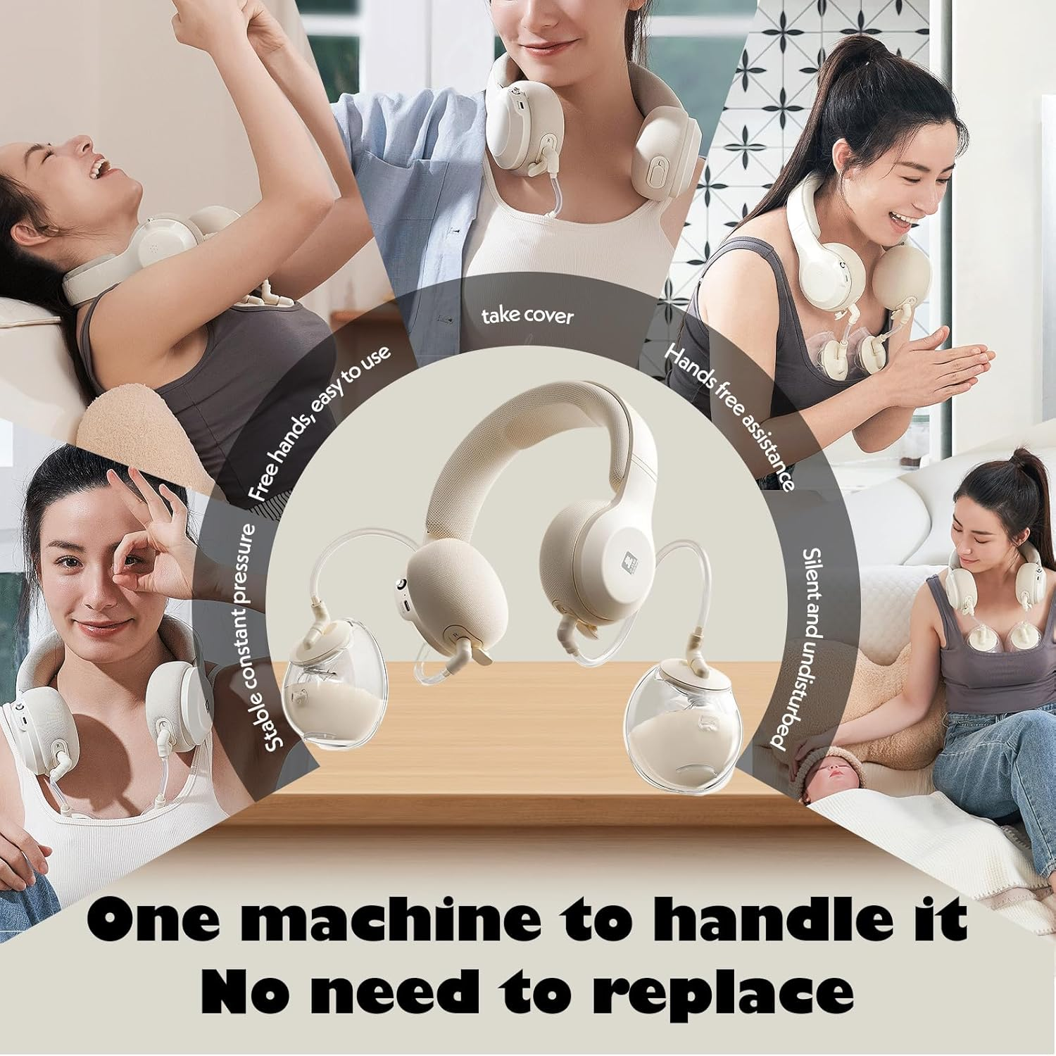 Hanging Neck Breast Pumps,Hands Free Electric Breast Pump,78G Ultra Light Breast Cup,Neck Hot Compress,Pressure Stabilization Prevent Pain,Keep Emptying,Portable Storage Bag&Breast Pump Set image number 5