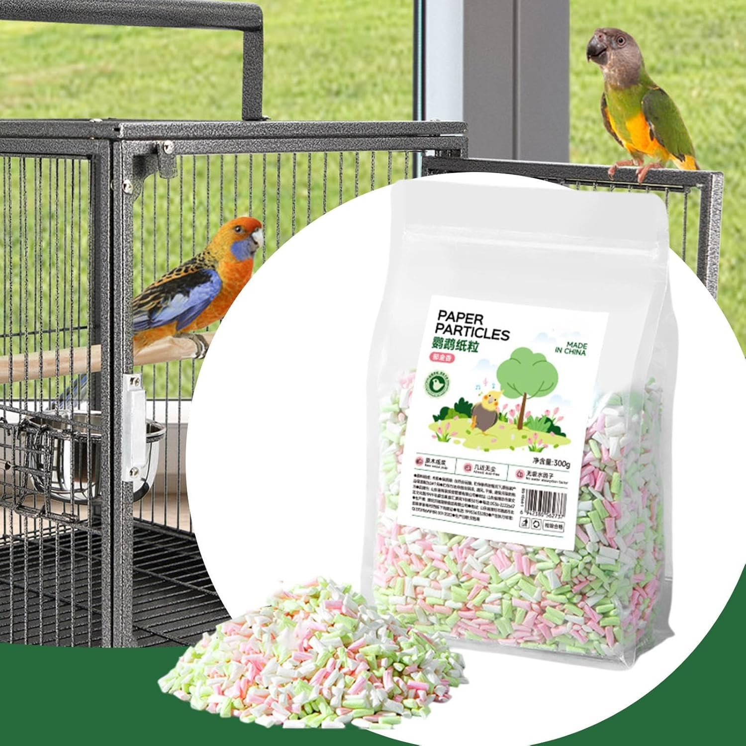 Bird Cage Litter - Natural Small Animal Bedding for Parrots | Low Dust Soft Wood Shavings | Odor Control Paper Supplies for Bird Cage, Guinea Pig Accessories Bedding for Healthy Clean Pet Habitat image number 6
