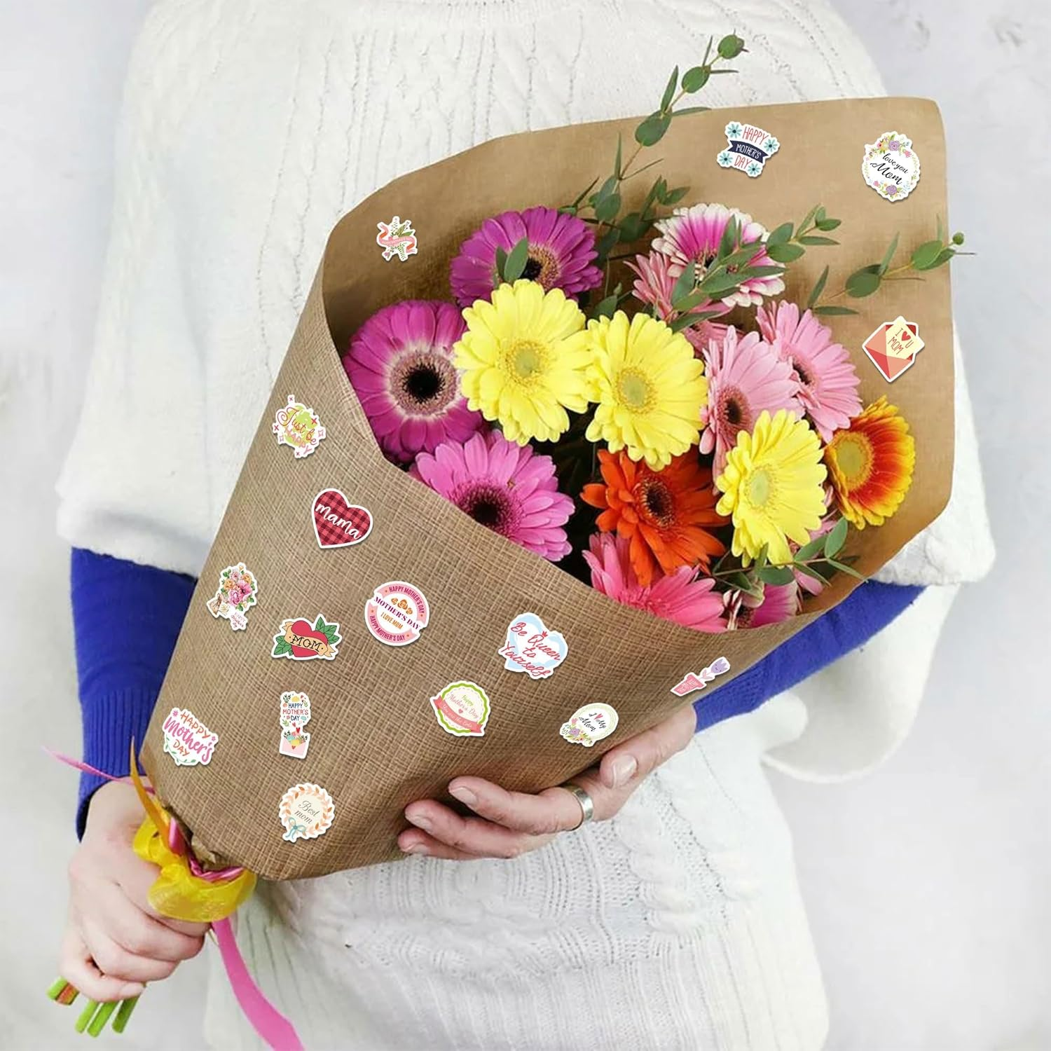 Kvadouly 100 Pcs Mothers Day Label Stickers &ndash; Decorative Stickers for Gift Bags, Envelopes, Cards, and Holiday Packaging image number 1