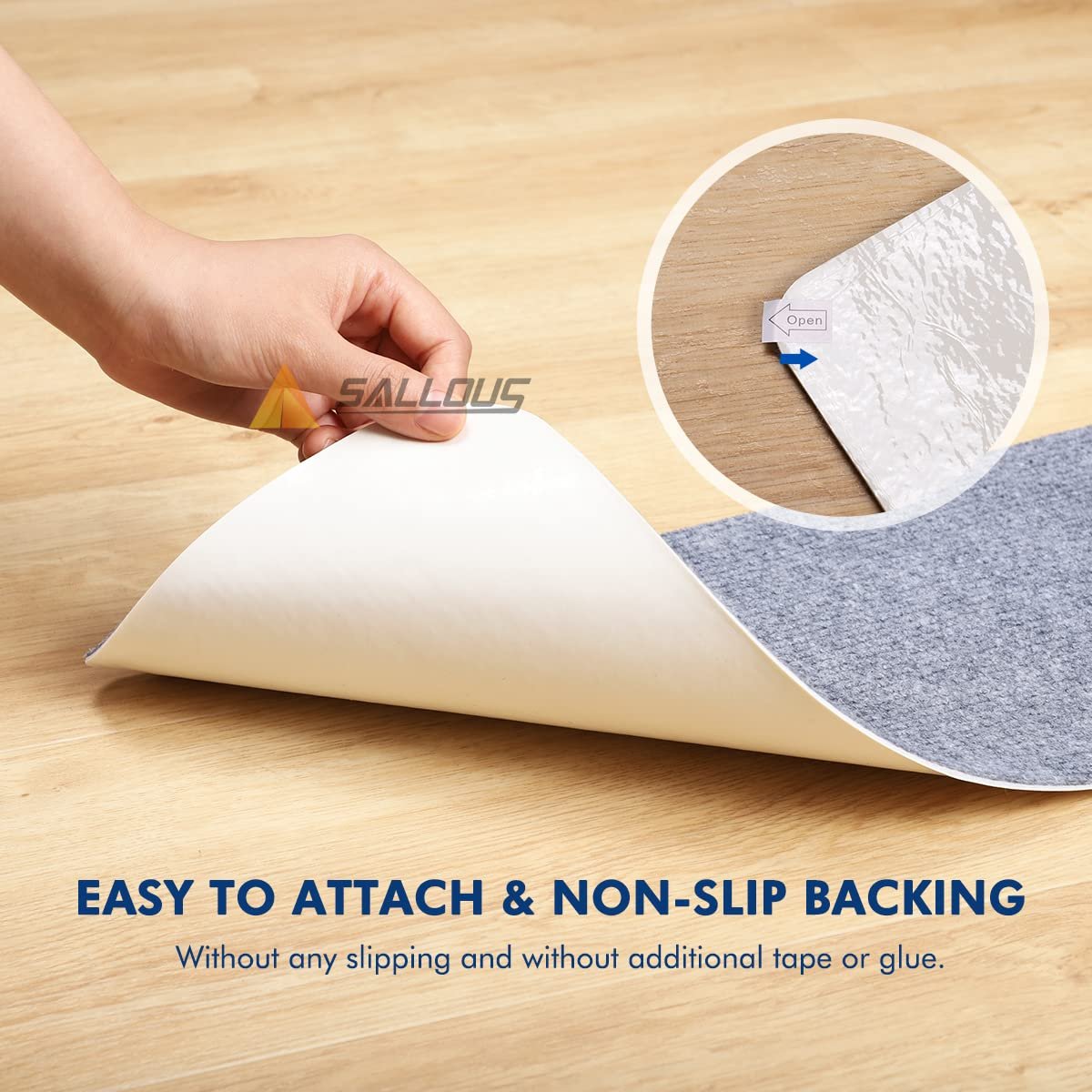 SALLOUS Stair Treads Carpet, Set of 15 Non-Slip Stair Grips Tape, 7.5"X30" Safety Staircase Step Treads for Elders, Strips Stair Traction Treads for Indoors Outdoors (Light Gray) - Brown image number 7