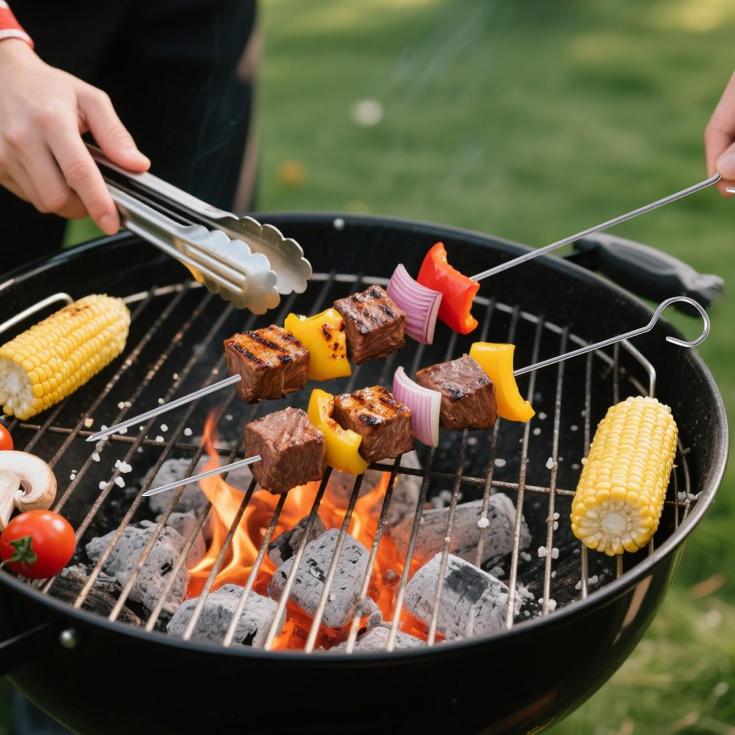 30 Pcs BBQ Metal Skewers Stainless Steel, Food-Grade 30Cm and 20Cm Reusable Kebab Skewers for Air Fryer Grilling, Oven, and BBQ image number 3