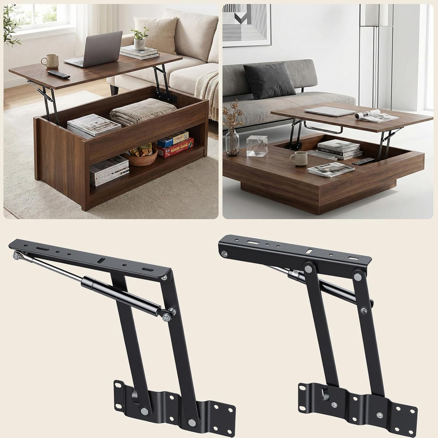 AIWFL 2Pcs Folding Lift up Top Table Hinges Coffee Table Lifting Frame Gas Hydraulic Hinge Hardware Mechanism Spring Hinge for Desk Cabinet Coffee Table image number 2