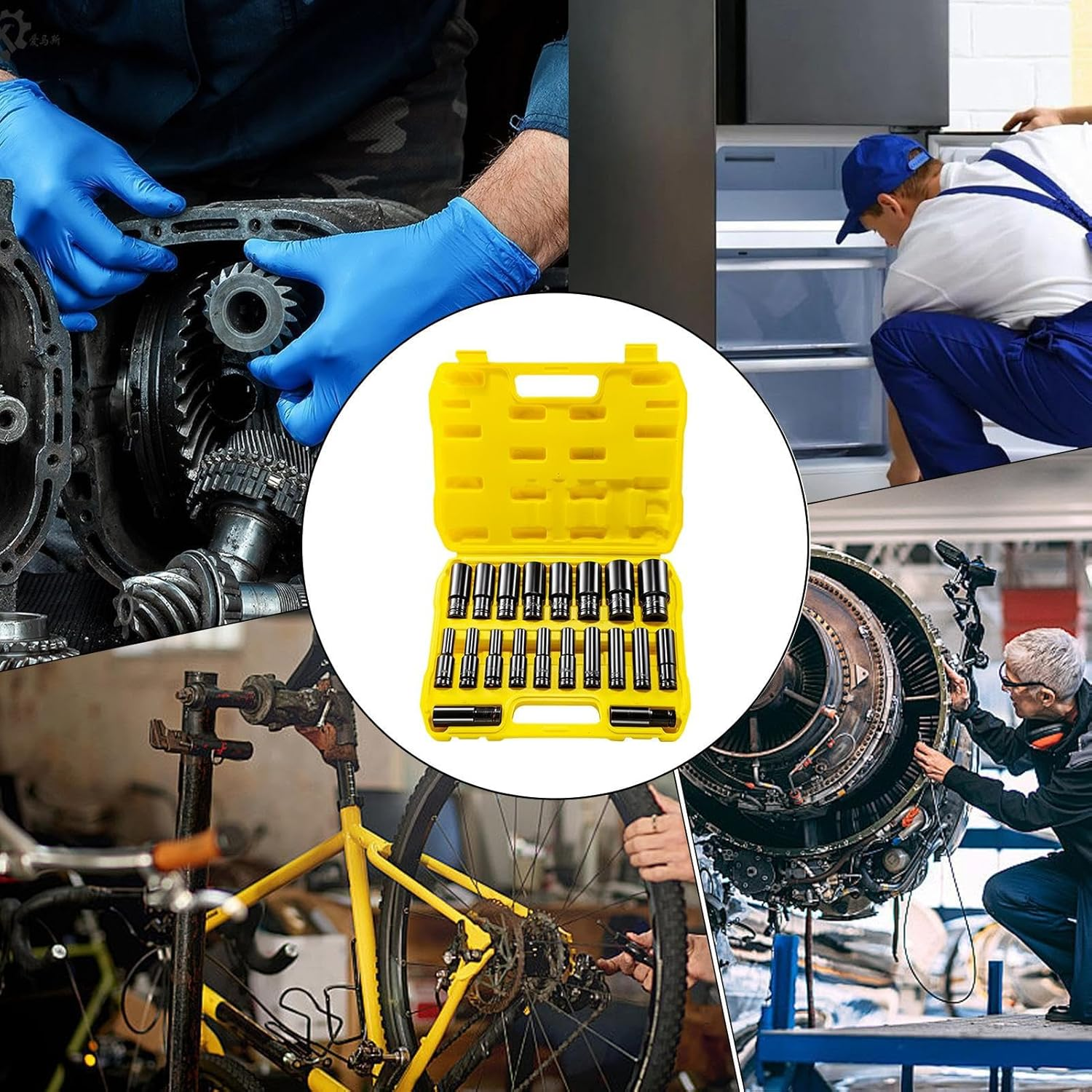 Yanzisura Deep Well Socket Set - 8-32MM Heavy Duty Socket Set,20X Driver Adapter Extractor Tool 1/2 Inch for Automotive Repair Maintenance Industrial image number 2